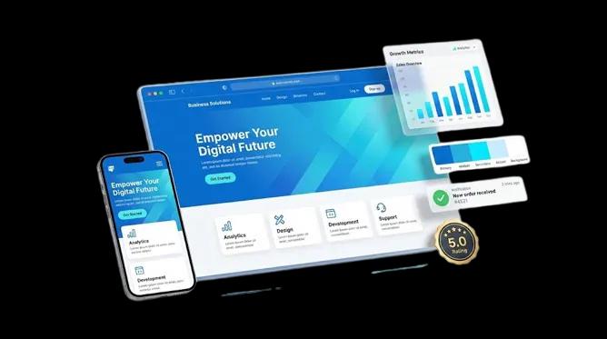 Sitios web en laptop, tablet y móvil